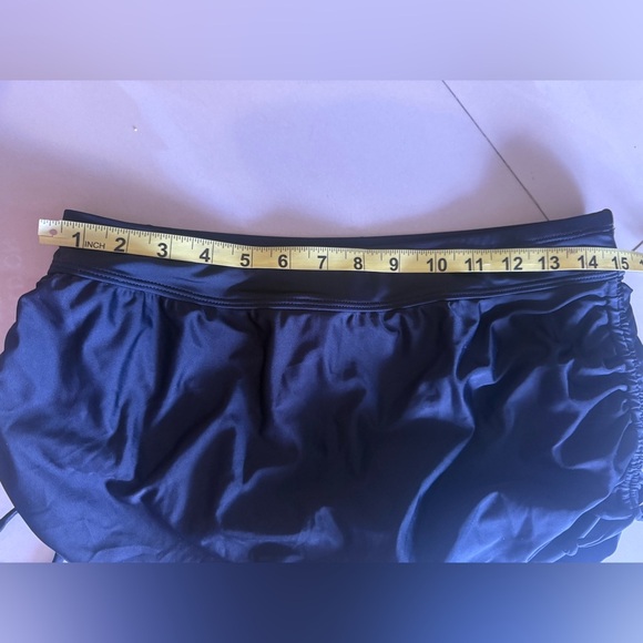 Free Country Bikini Bottoms Skirt Ruched Black  Beach Size M 8/10 Elastic Waist - Picture 6 of 16